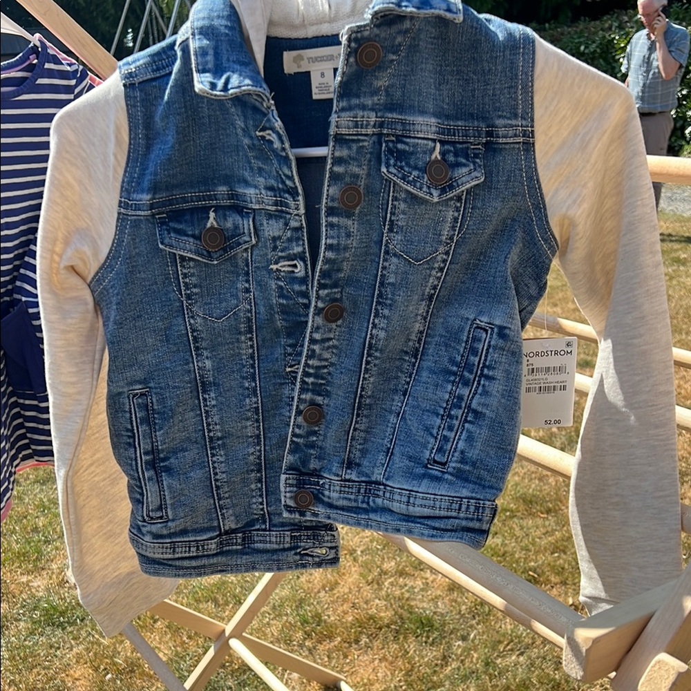 Kids Jean Jacket, heart motif on back. Tucker + Tate size 8, new! Nordstrom tag